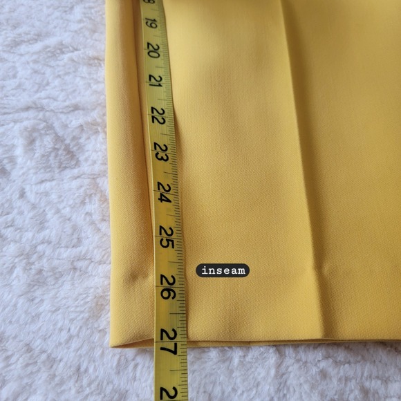 ZARA Yellow High Waisted Belted Trousers Pleated Tailored Cropped Pants Medium - Picture 13 of 13